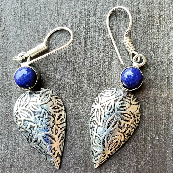 *$15 Sale* New Lapis Lazuli Silver Earrings. - Picture 5 of 11